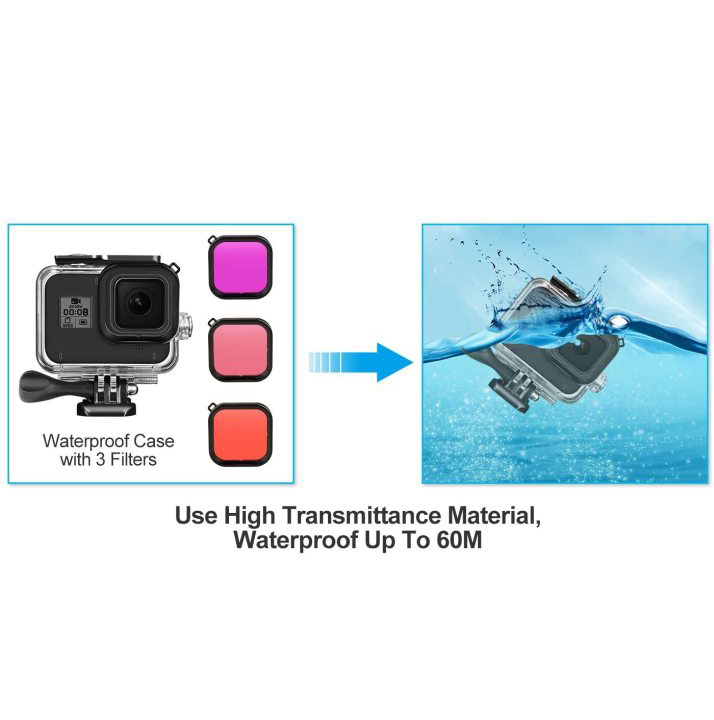 Waterproof Case 3 Filters Rubber Case Chest/Head/Wrist Strap Bike/Car Backpack Clip Deyard 52 in 1 Accessories Kit for GoPro Hero 8 Black